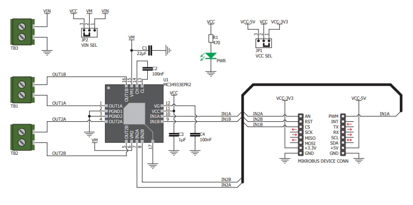 Schematic - Mikroe MIKROE-3031 H-Bridge Click